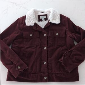 Courdory Maroon Burgundy Sherpa Jacket Trucker Arizona Jeans Co Small